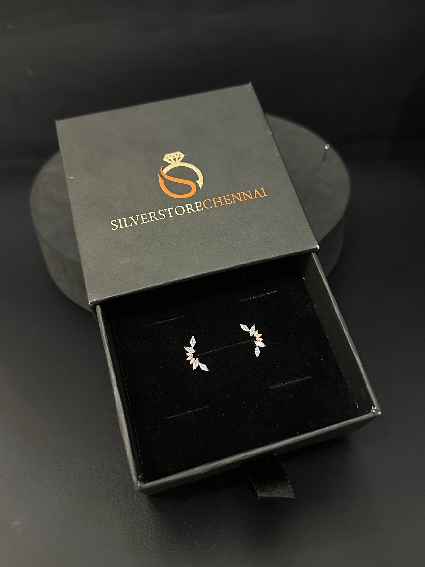 Silver Second Studs Half C Rosegold