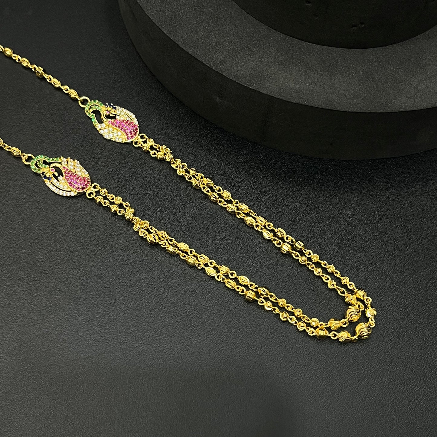 Silver Ladies Double Layer Peacock Chain Gold Polish