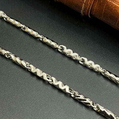 Silver Mens Chain Luxury Wave Fusion Mat Finish M01 925