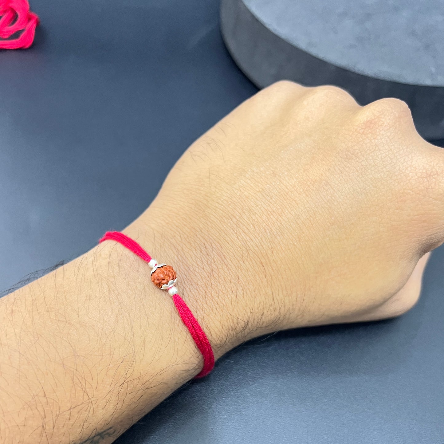 Pure Silver Rakhi Centre Rudraksh