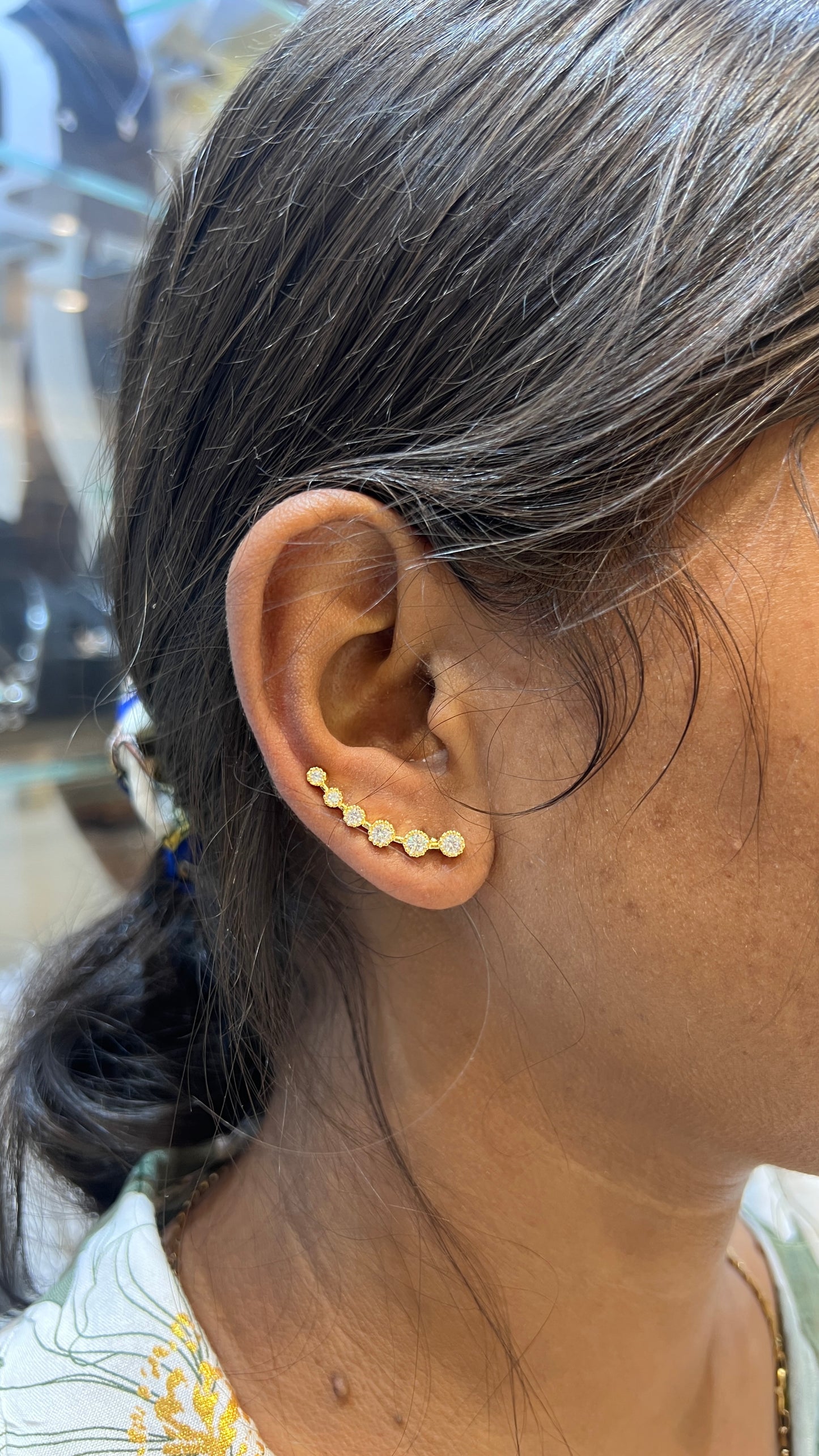 Silver Ear cuffs Gold Finished Long C