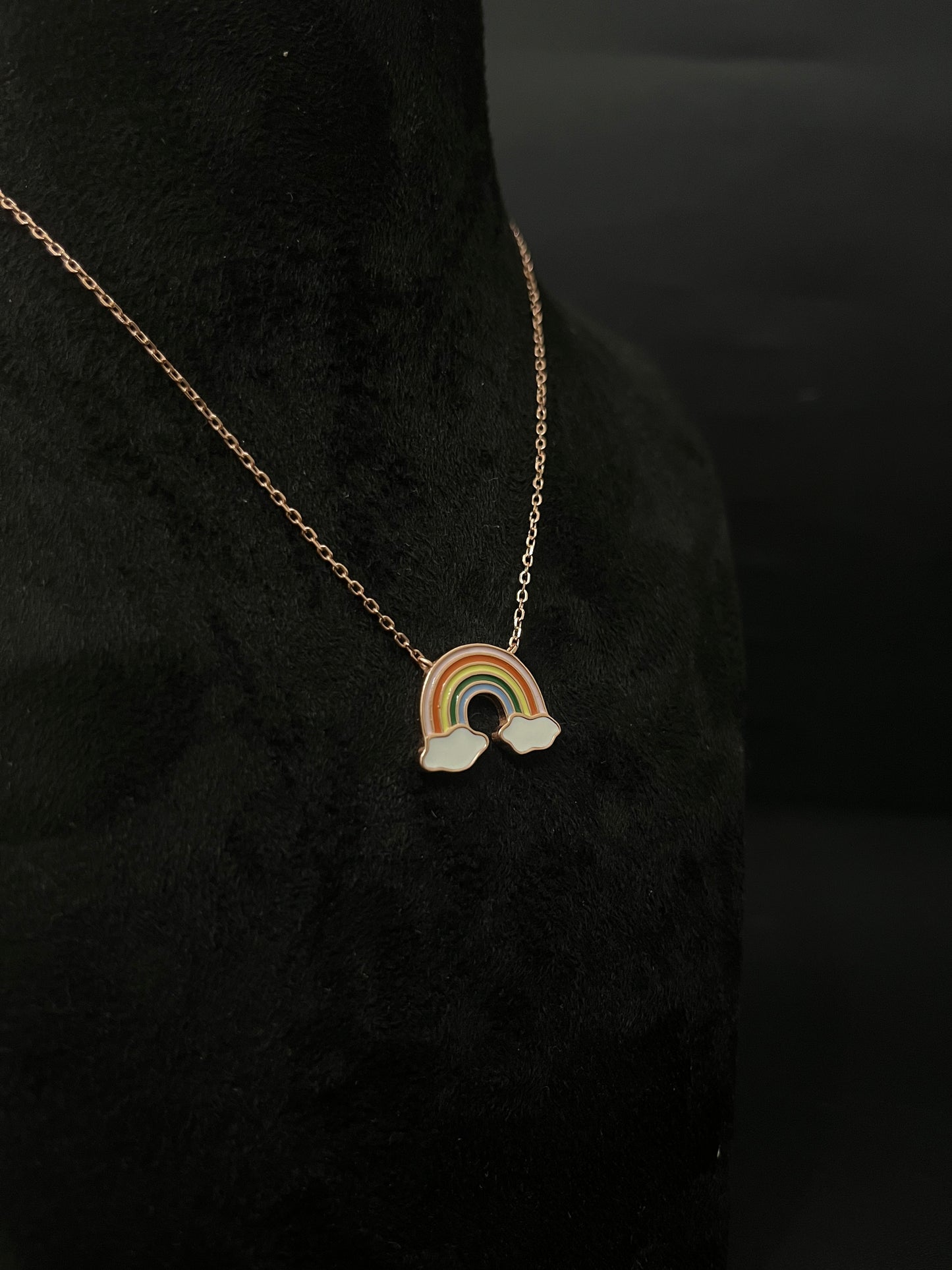 Silver Ladies Pendant Chain Rainbow
