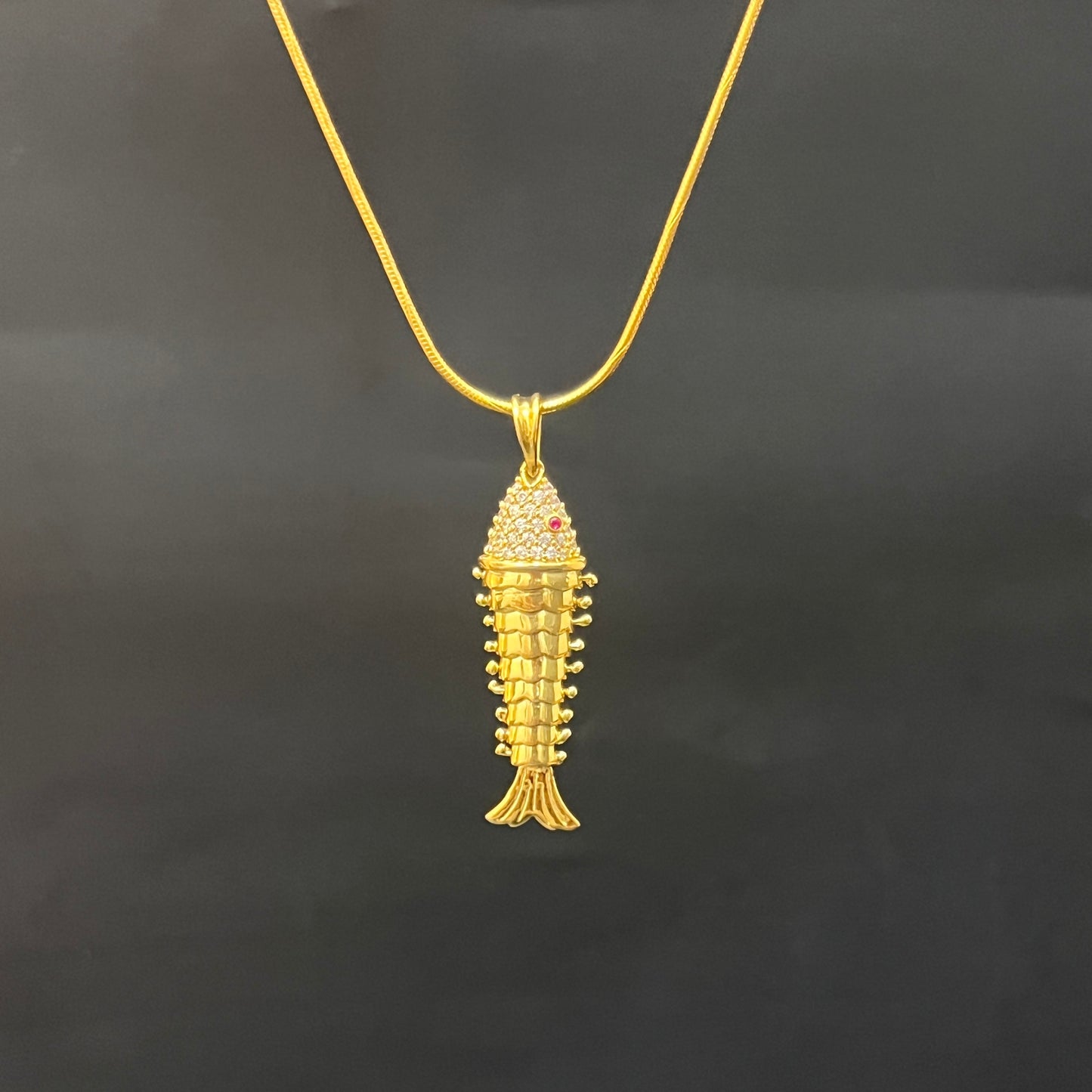 Silver Pendant Fish Design Gold Finish