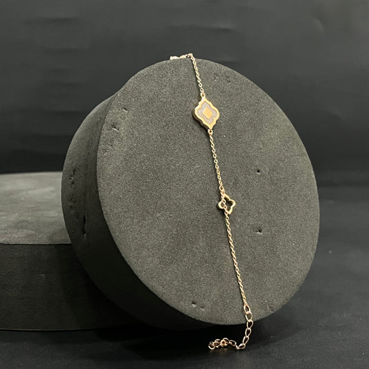 Silver Ladies Bracelet Rosegold clover Charms