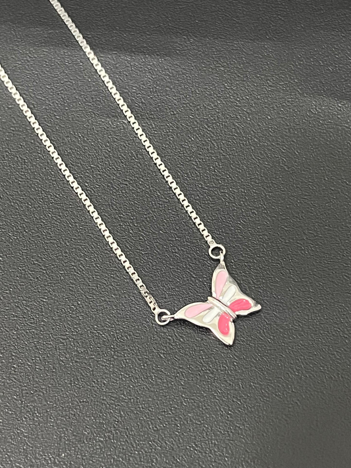 Ladies Pendant Chain Rose Gold Pink Butterfly