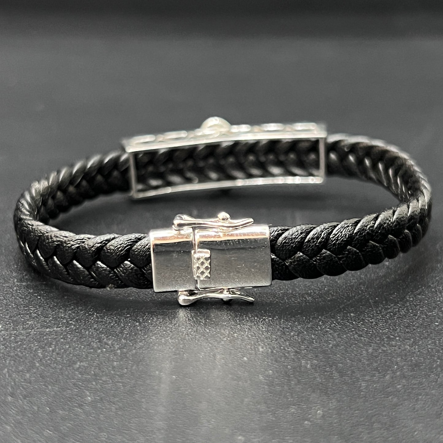 Silver Mens Leather Bands Ganesha