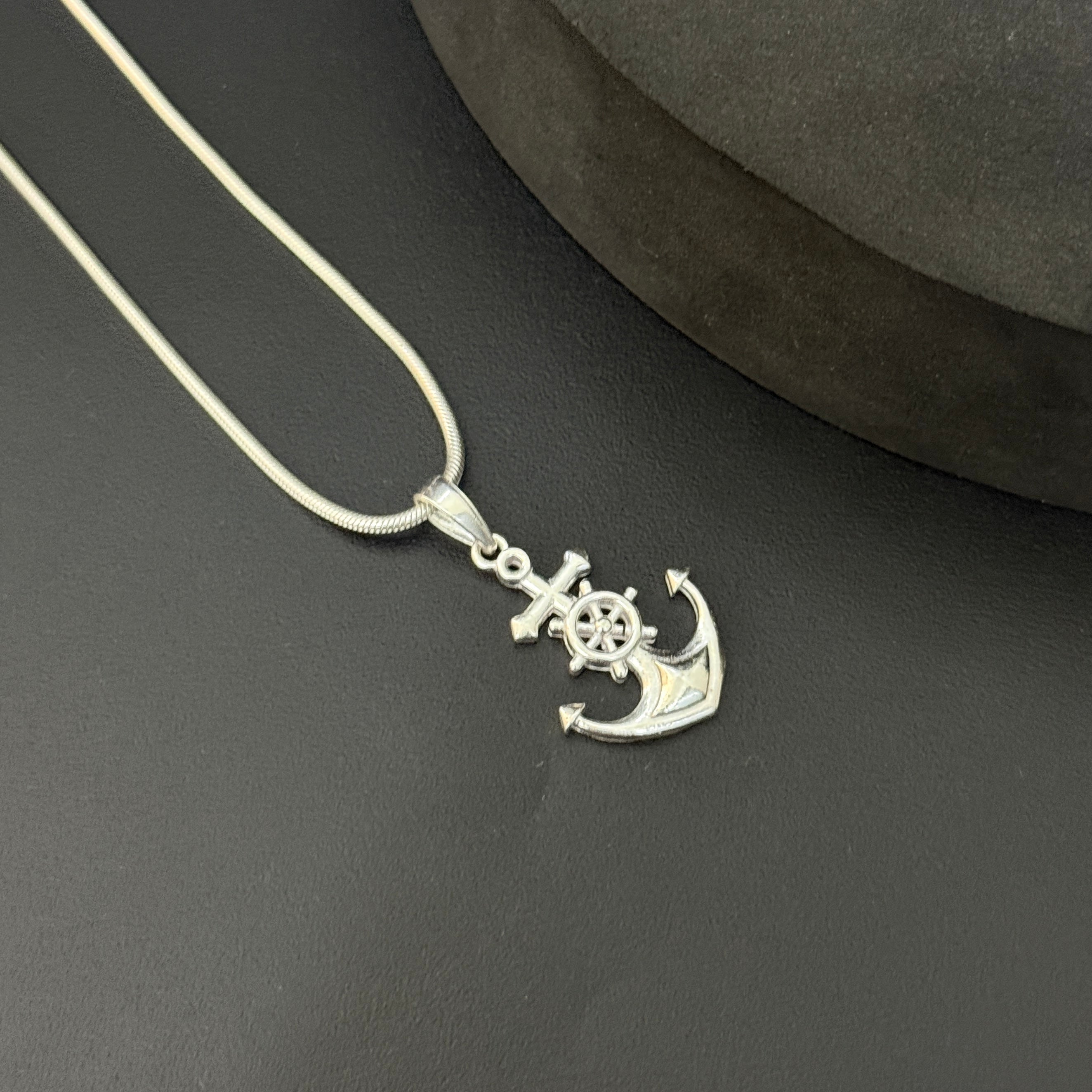 necklace sterling silver chain with anchor pendant