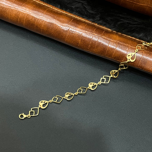 Silver Ladies Bracelet Gold Finished Heart Finish FR