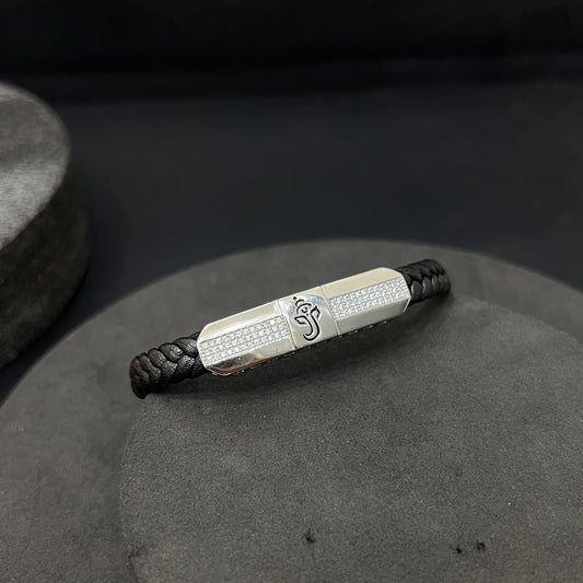 Silver Mens Leather Bands OM