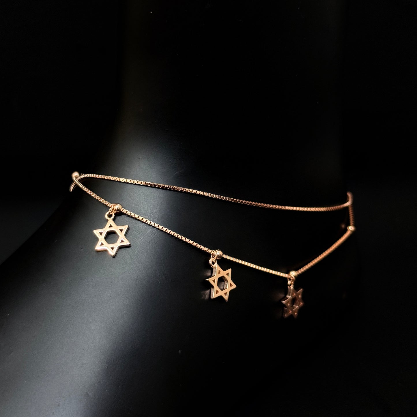Silver Ladies Anklet Star Charms Anklet Rosegold