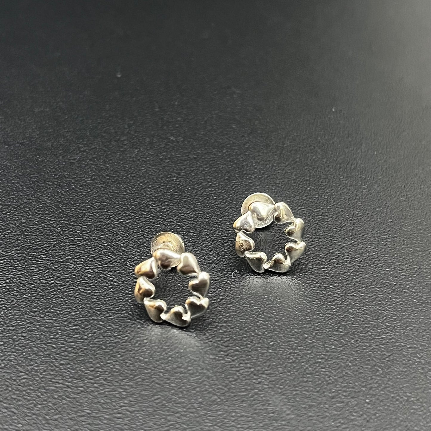 Silver Studs Circle Heart Design
