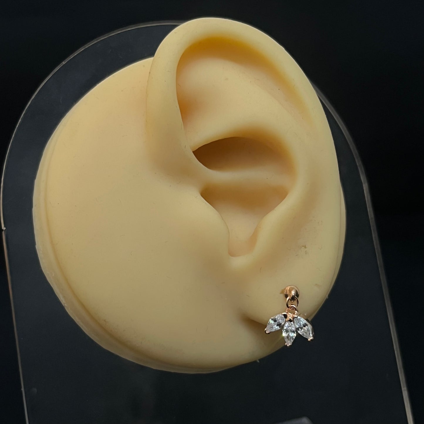 Silver Second Studs Bugdi RG 3Flower Rosegold