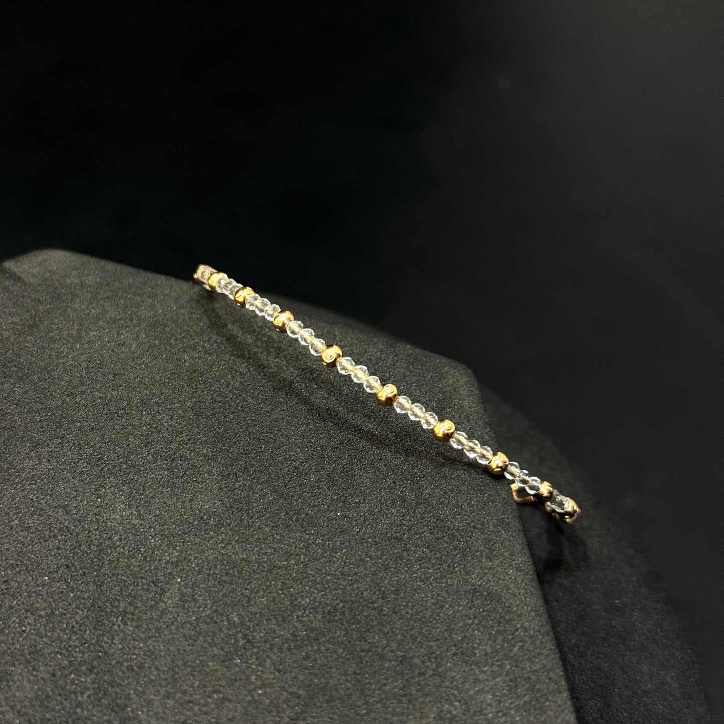 Ladies Silver Wrist Band RoseGold & White Beads