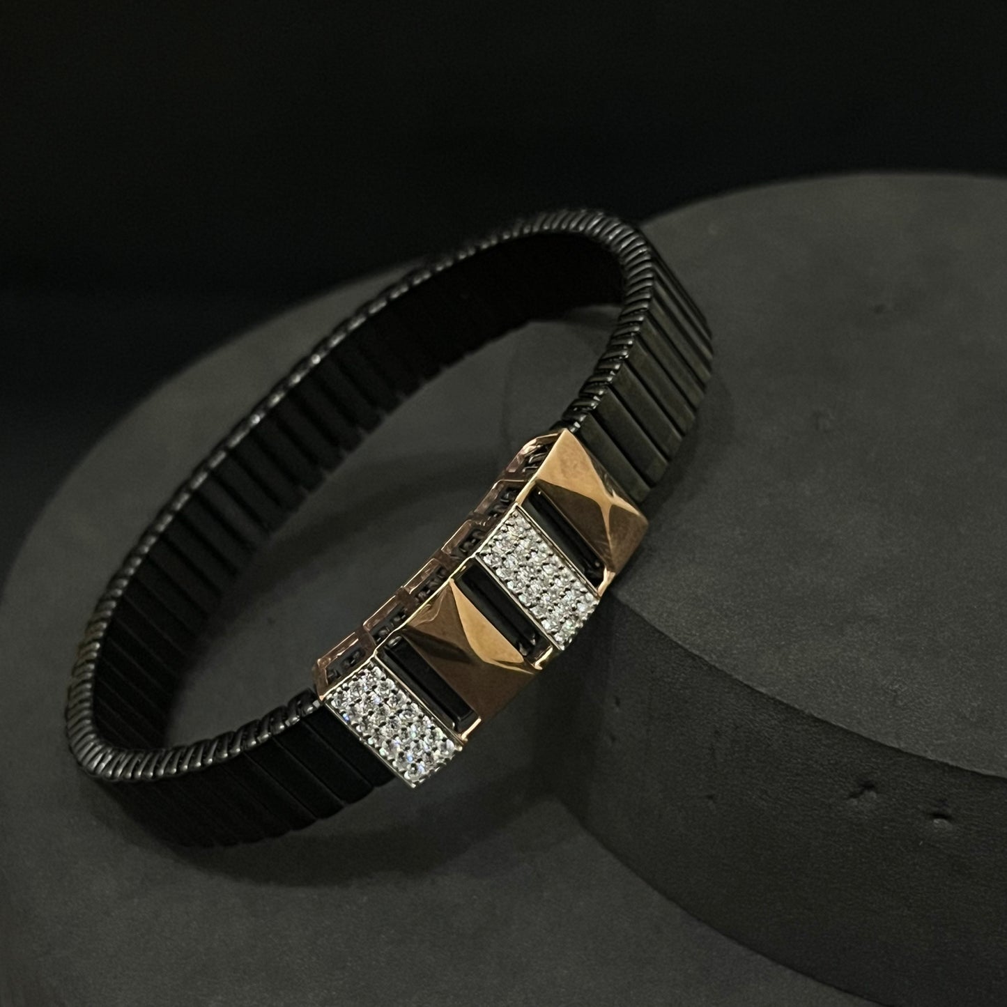 Silver Mens Flexible Band 3d Rosegold