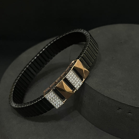 Silver Mens Flexible Band 3d Rosegold