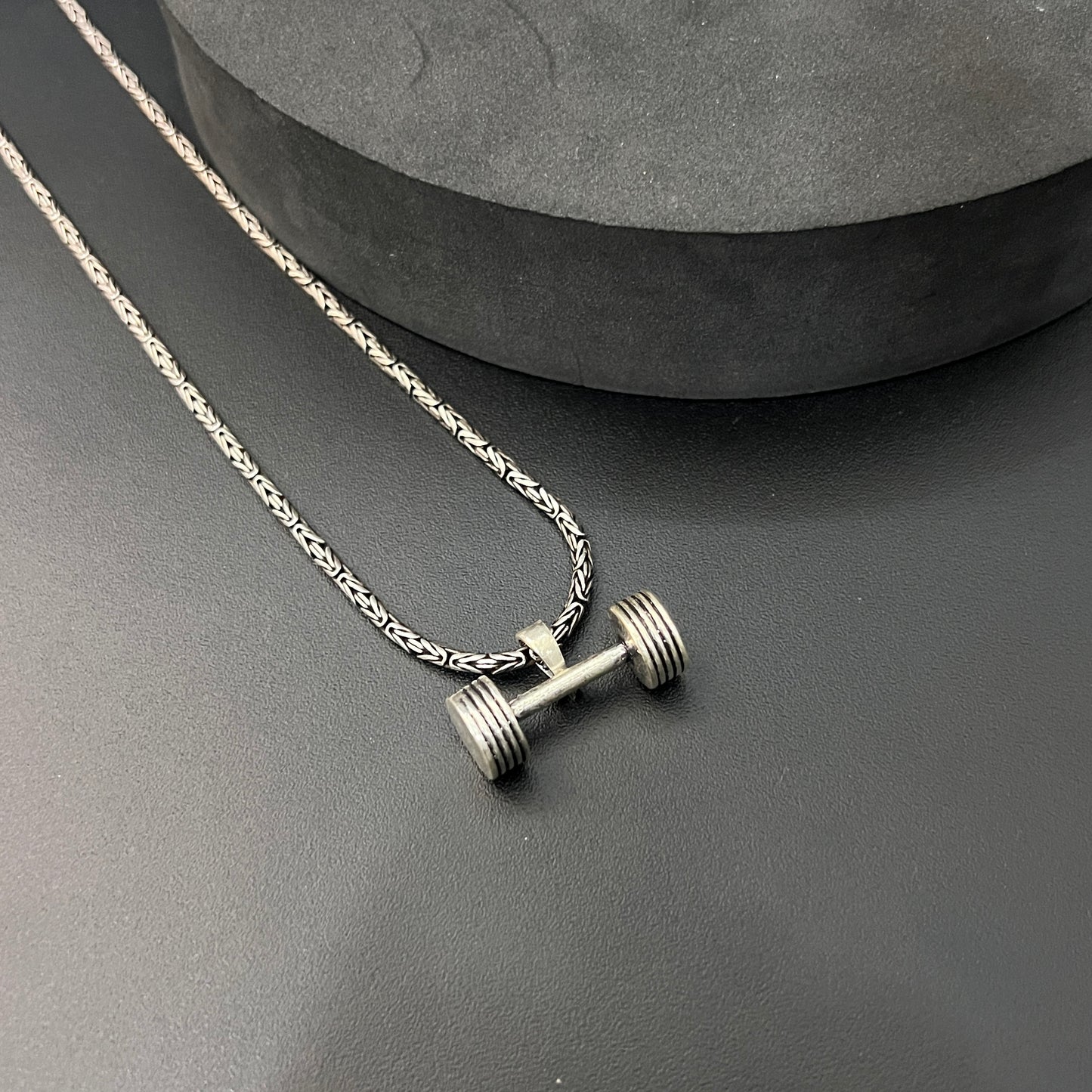 Silver Pendant Dumbbell Big