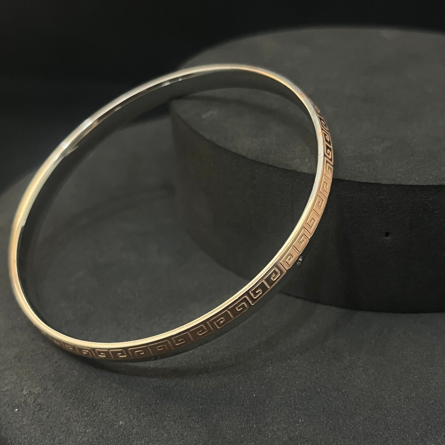 Silver Mens Kada Italian Rosegold Maze