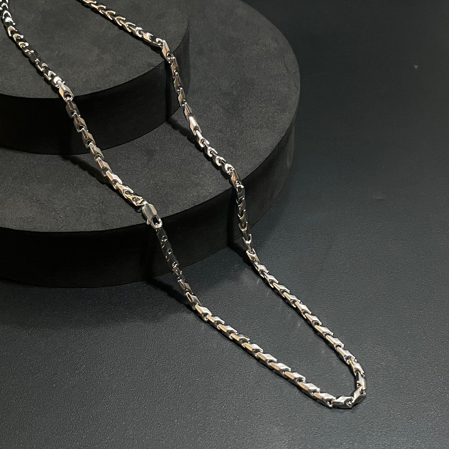 Silver Mens Chain Bullet Bahubali