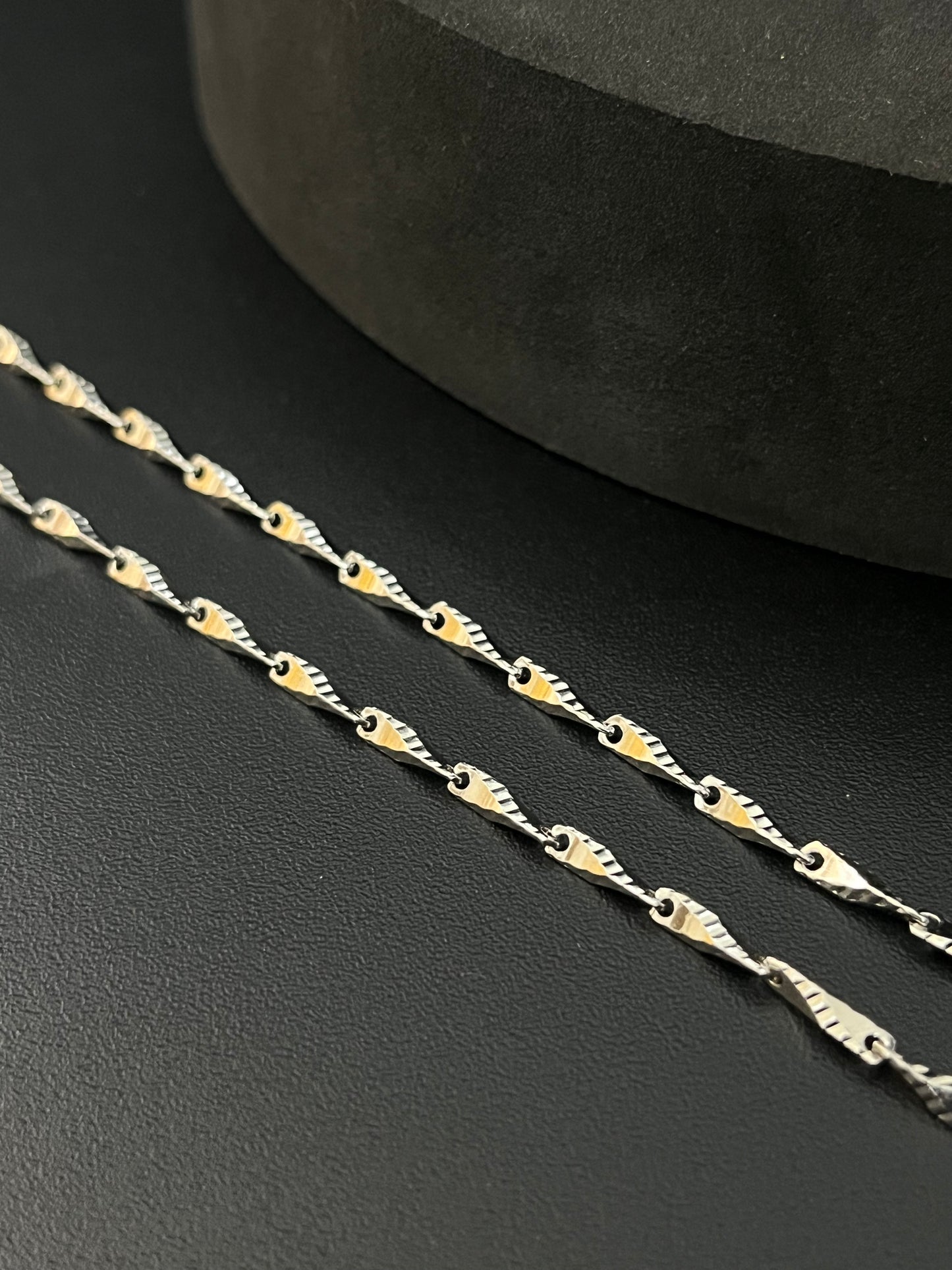 Silver Mens Chain Bullet Lines Cut