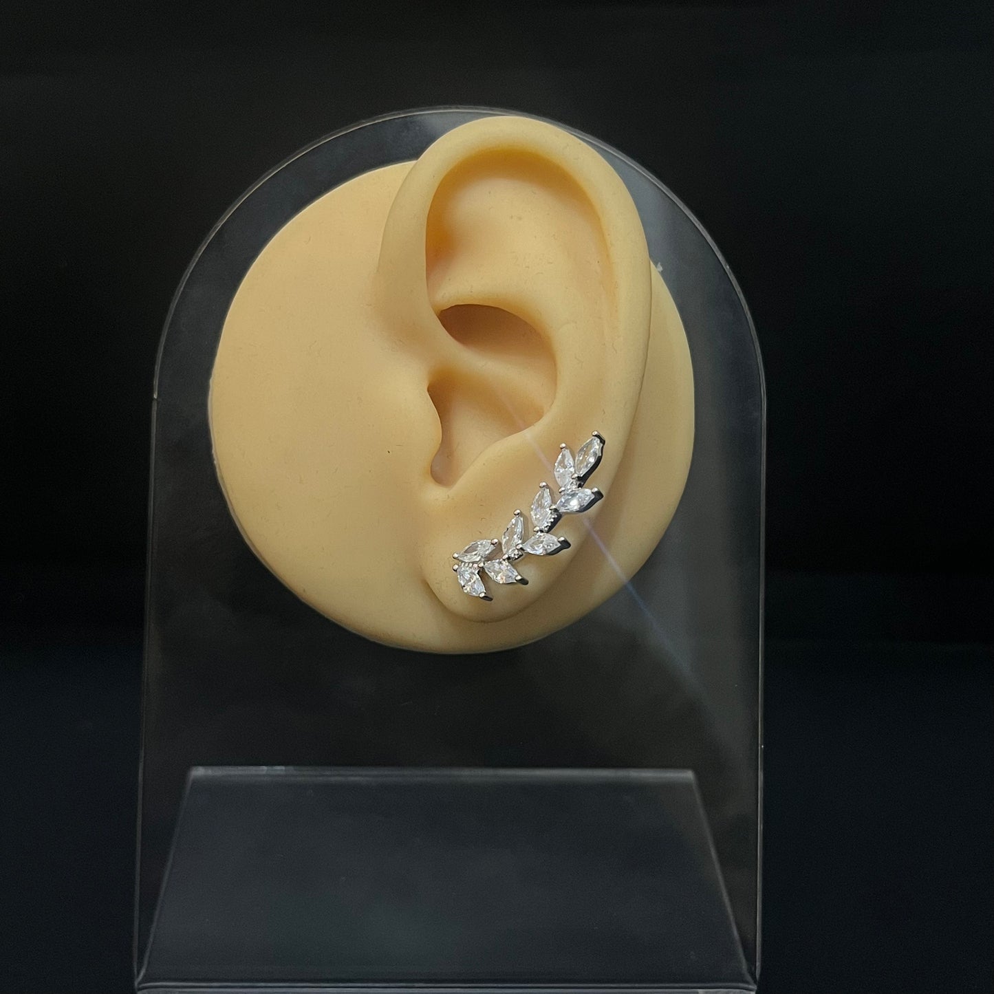 Silver Ear Cuff Floral Petal