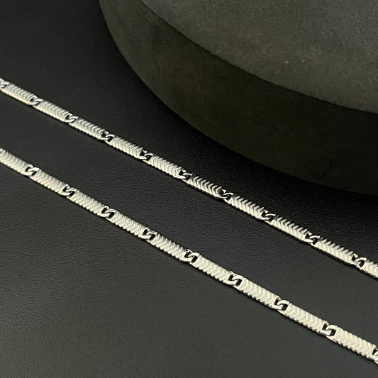 Silver Mens Chain Flat Line