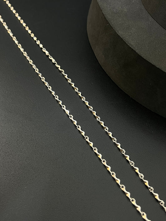Silver Mens Chain Bullet Zig Zag Cut