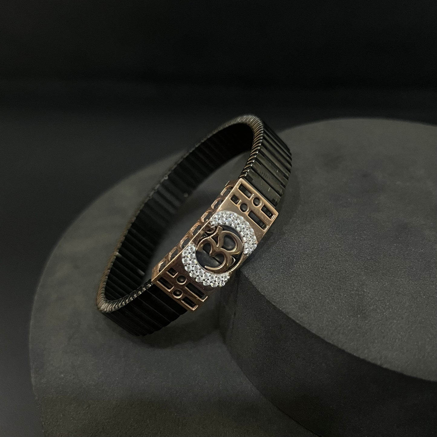 Silver Mens Flexible Band Om