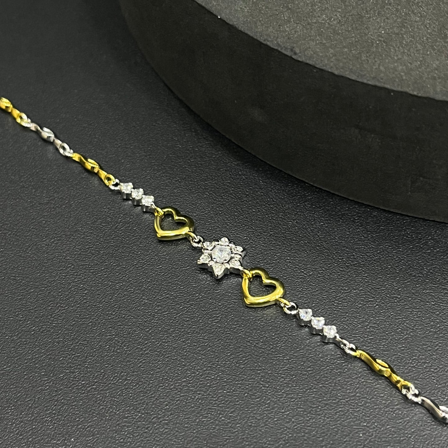 Silver Ladies Bracelet_Two tone Heart