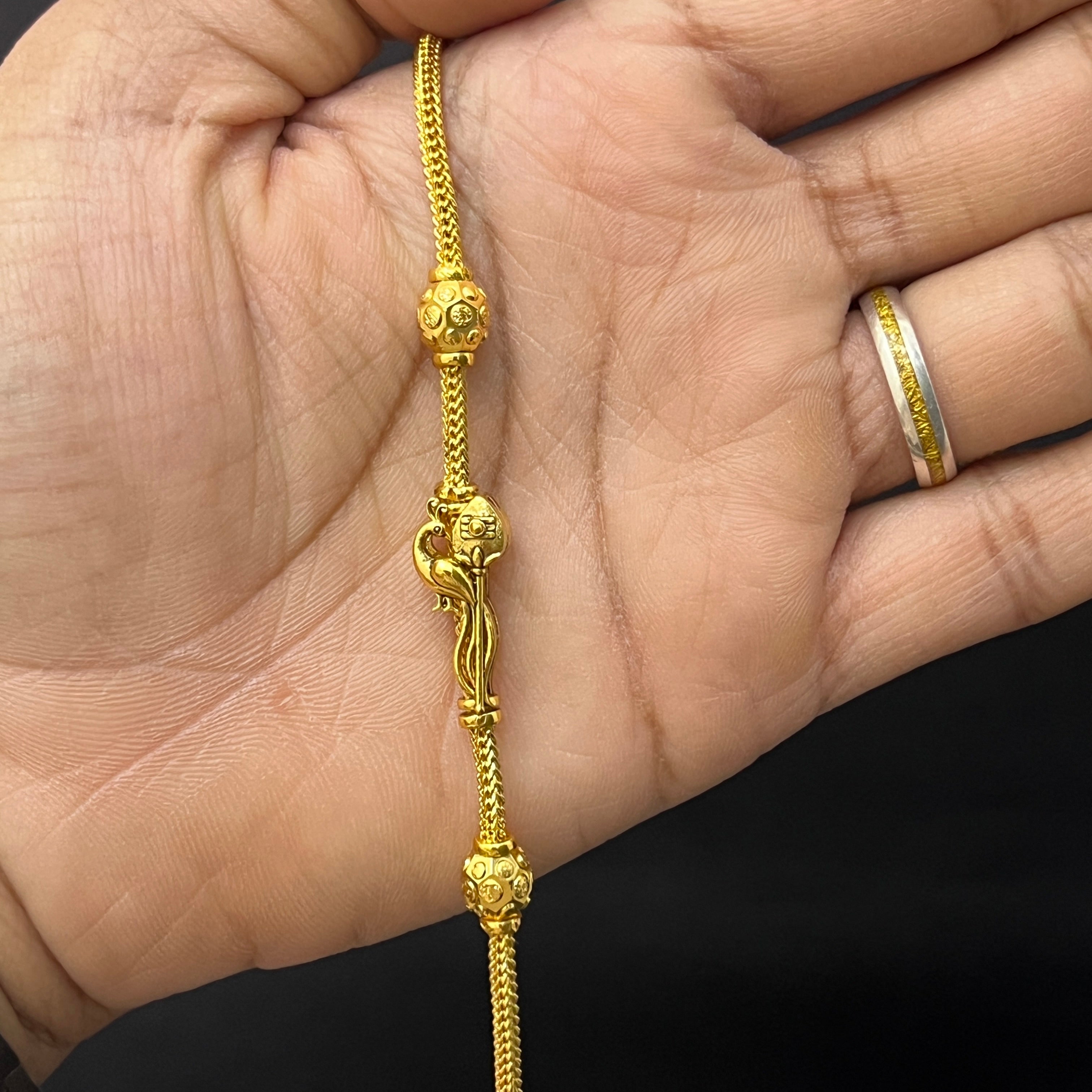 Silver Gold Finished Saradu Peacok & Vel Antique Finished Football 925