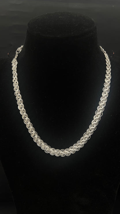 Silver Mens Chain Lotus Cut
