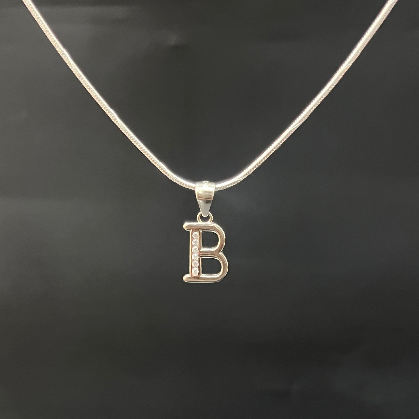 Silver  Initial Pendant A To Z Initial