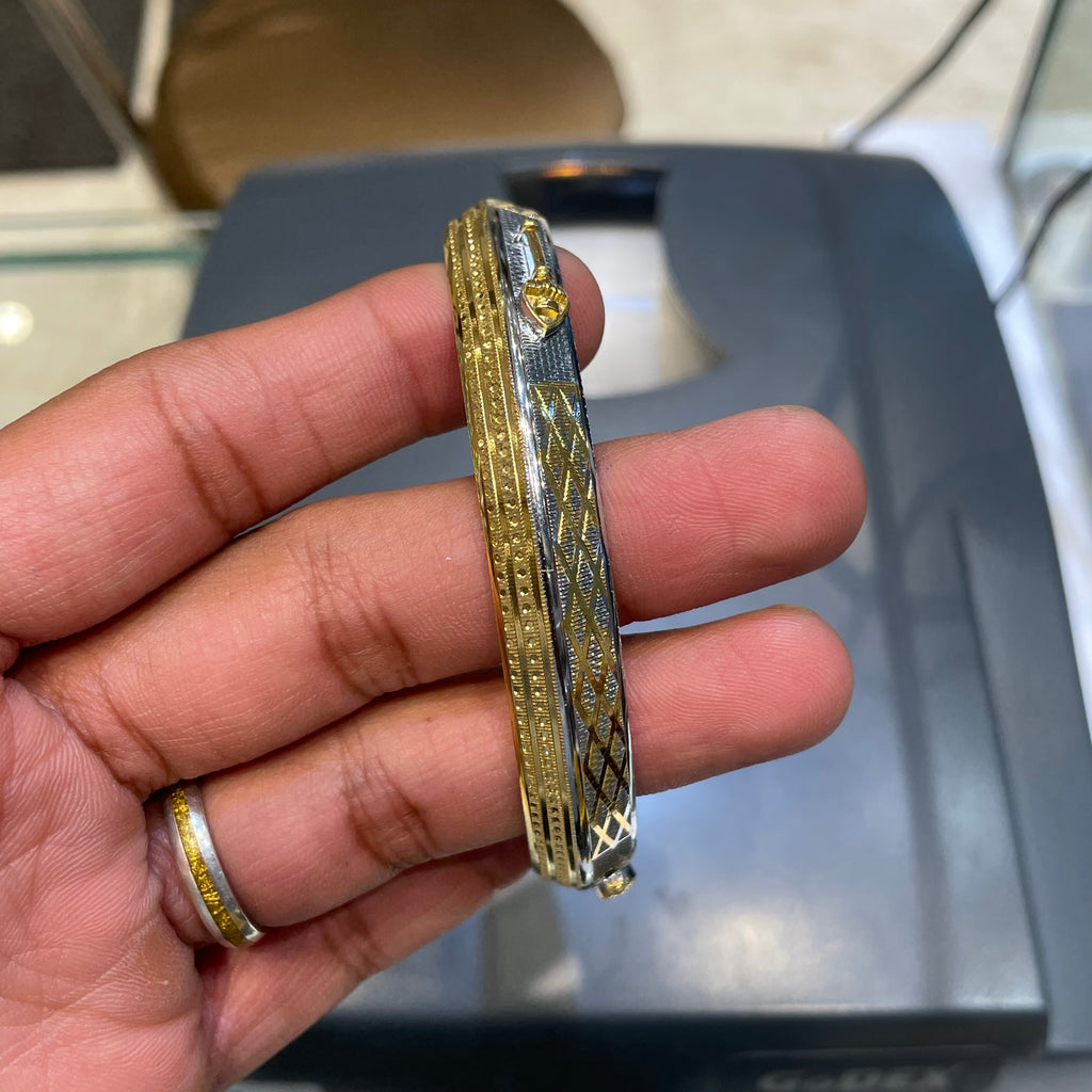 Silver Mens Kada Vel Two Tone Gold Finished R