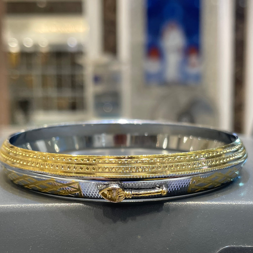 Silver Mens Kada Vel Two Tone Gold Finished R