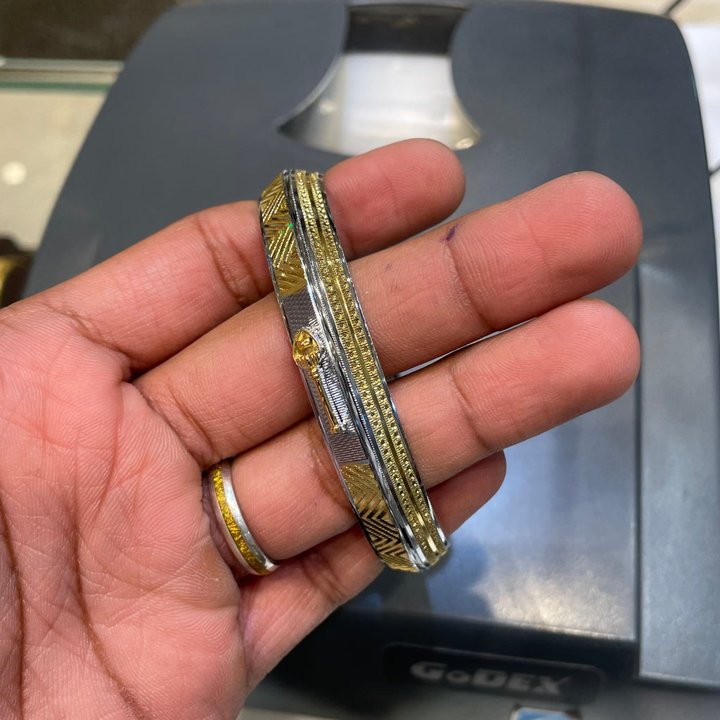 Silver Mens Kada Vel Two Tone Gold Finished R