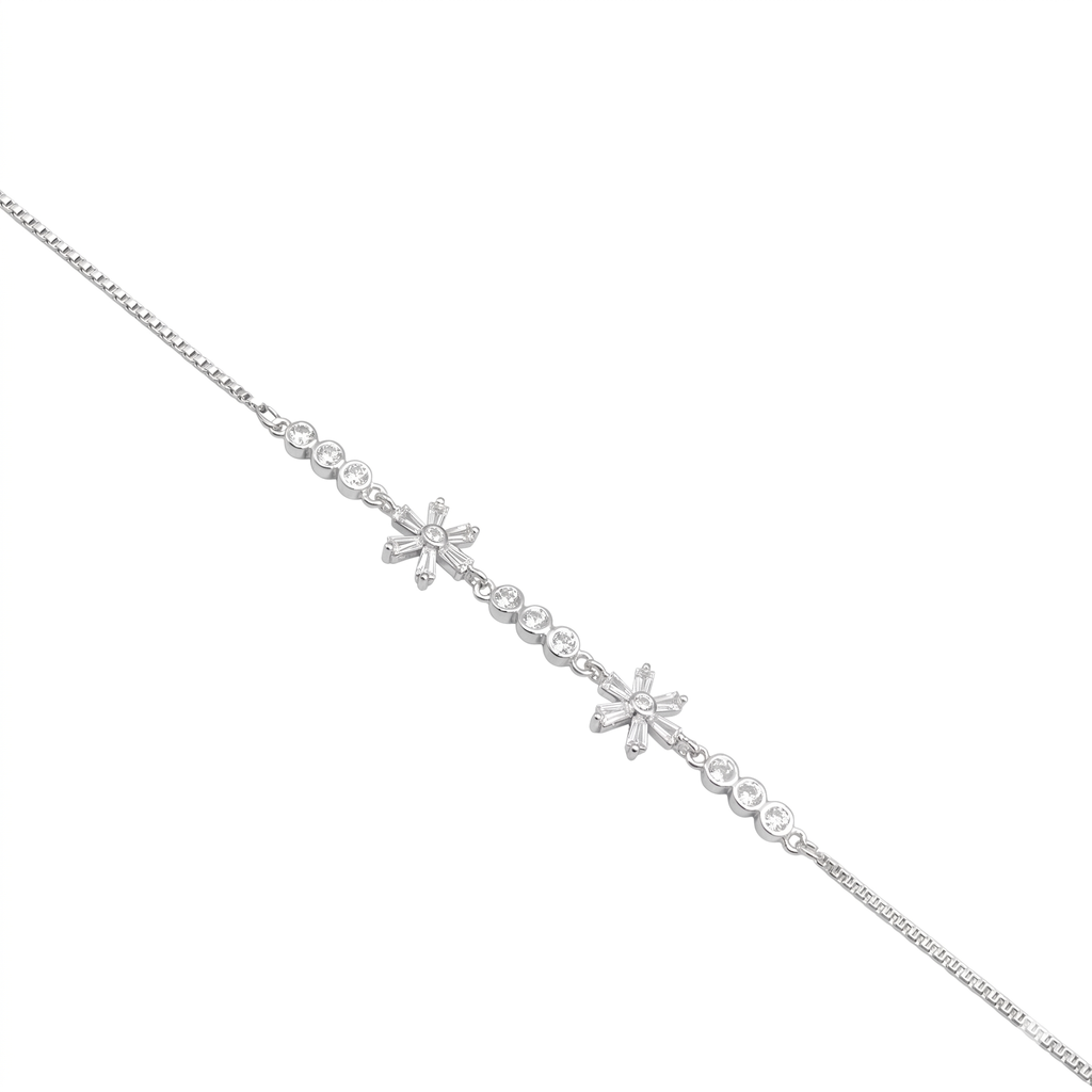 Silver Ladies Bracelet Double Floral Luxe 1  925