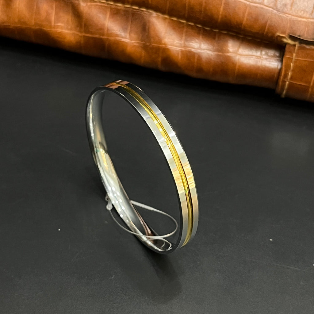 Silver Mens Kada Classic Punjabi Dual Tone DS08 R