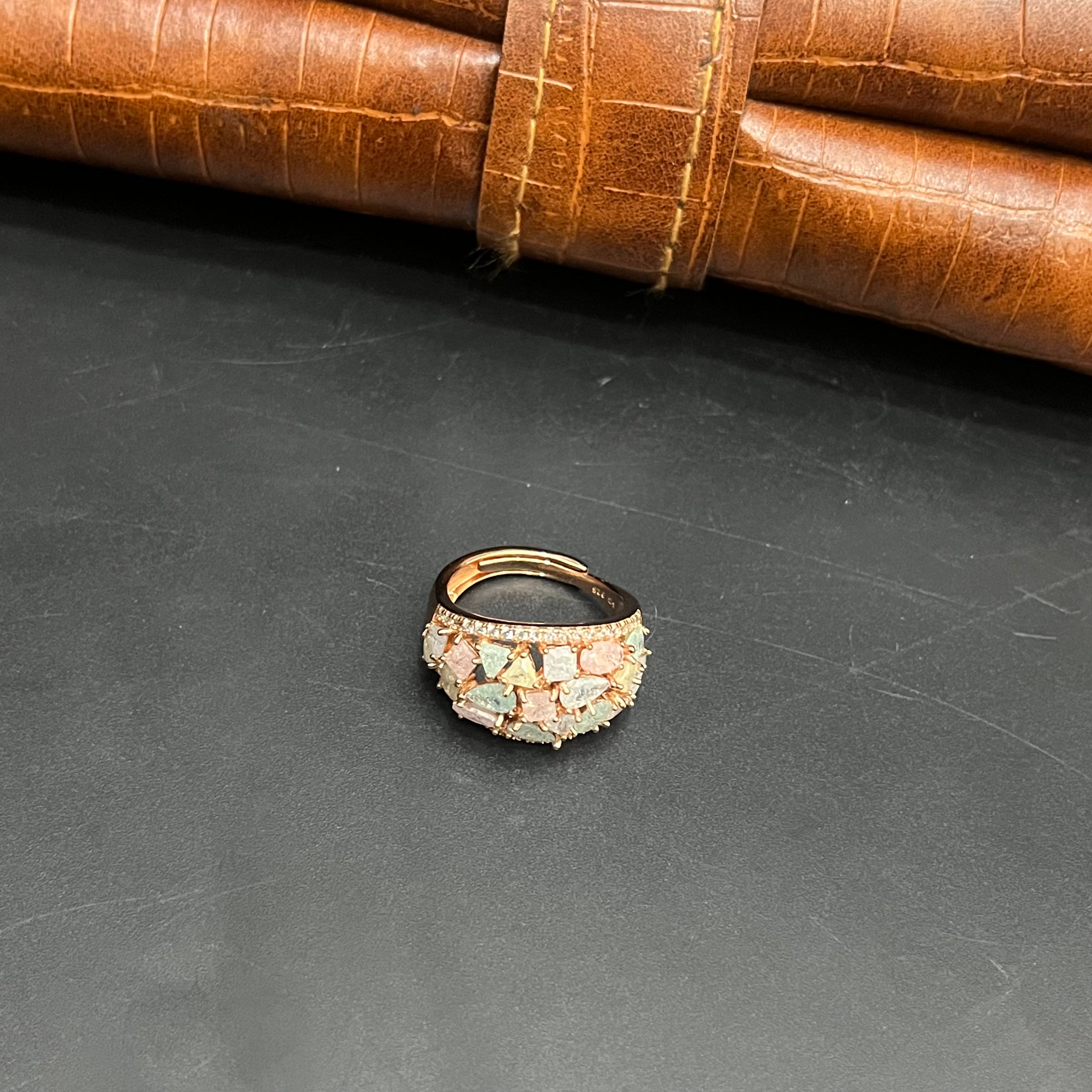 Silver Ladies Ring Royal Oceanic Multicolour Rose Gold 925