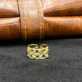 Silver Ladies Ring Petal Crystal Stones Gold Finish 925