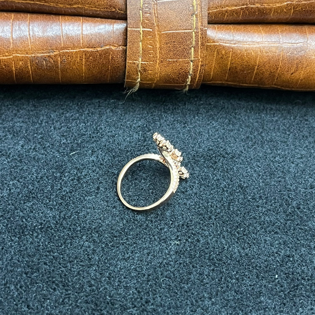 Silver Ladies Ring Three Petal Leaf Rose Gold 925