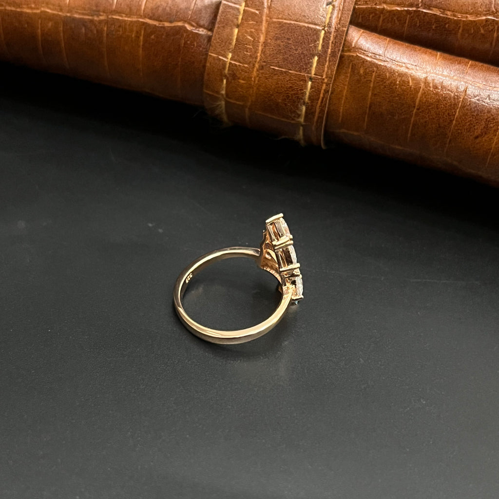 Silver Ladies Ring Classic Triangle Crystal Multicolour Rose Gold 925