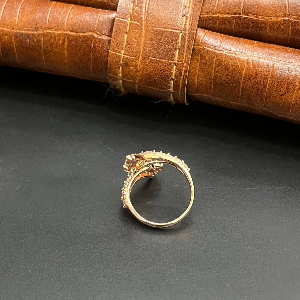 Silver Ladies Ring Fancy Multi Colour Stone Rose Gold 925