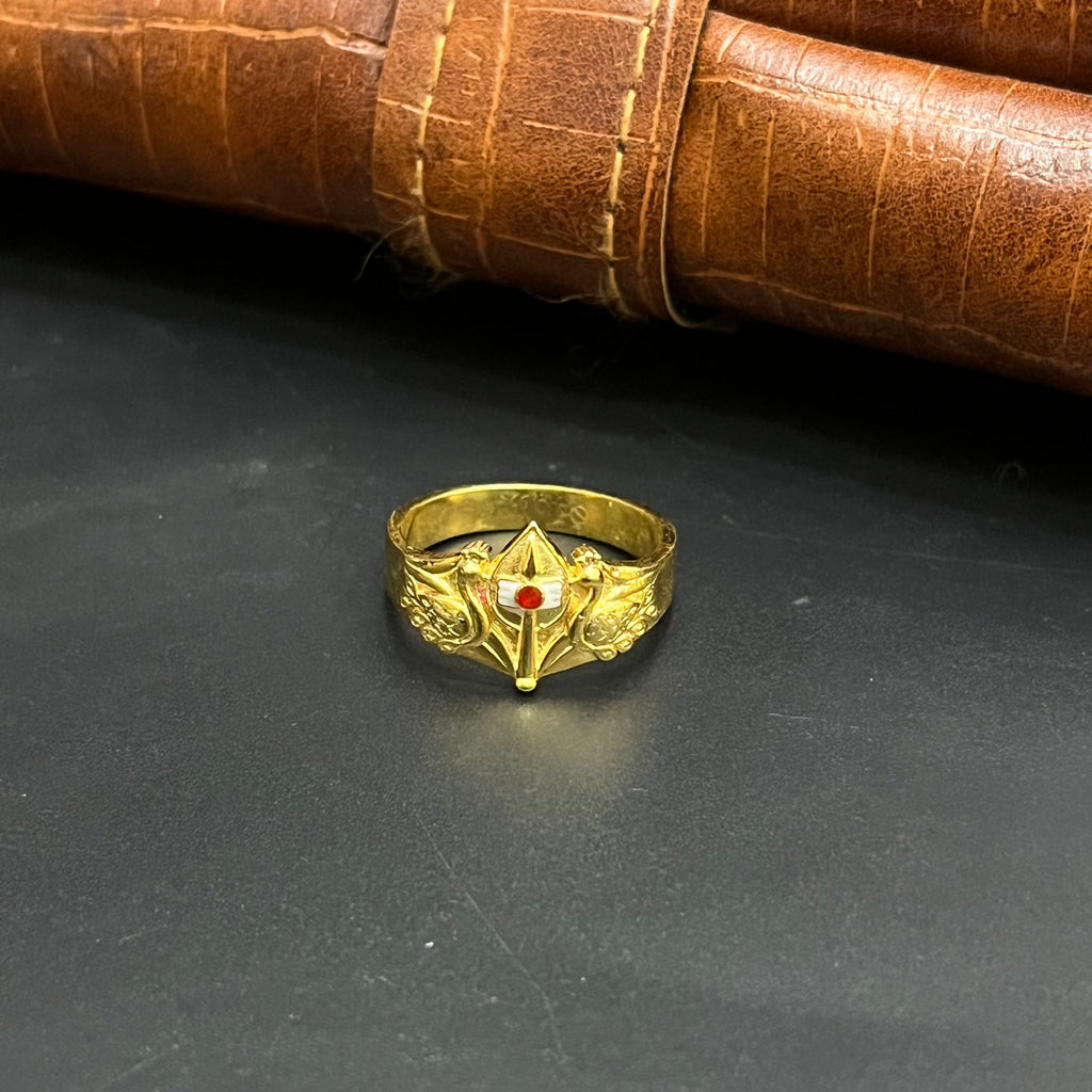 Silver Mens Ring Classic Vel Peacock Gold Finish 925