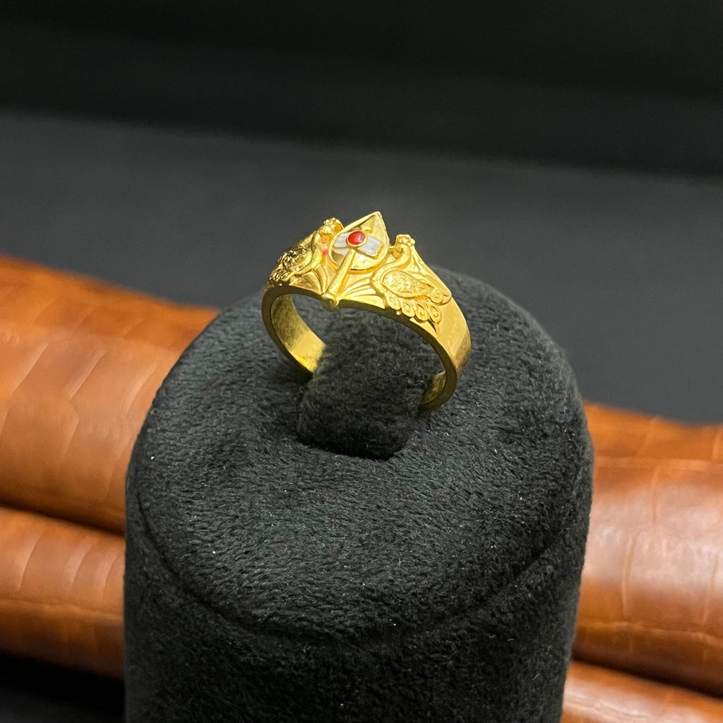 Silver Mens Ring Classic Vel Peacock Gold Finish 925