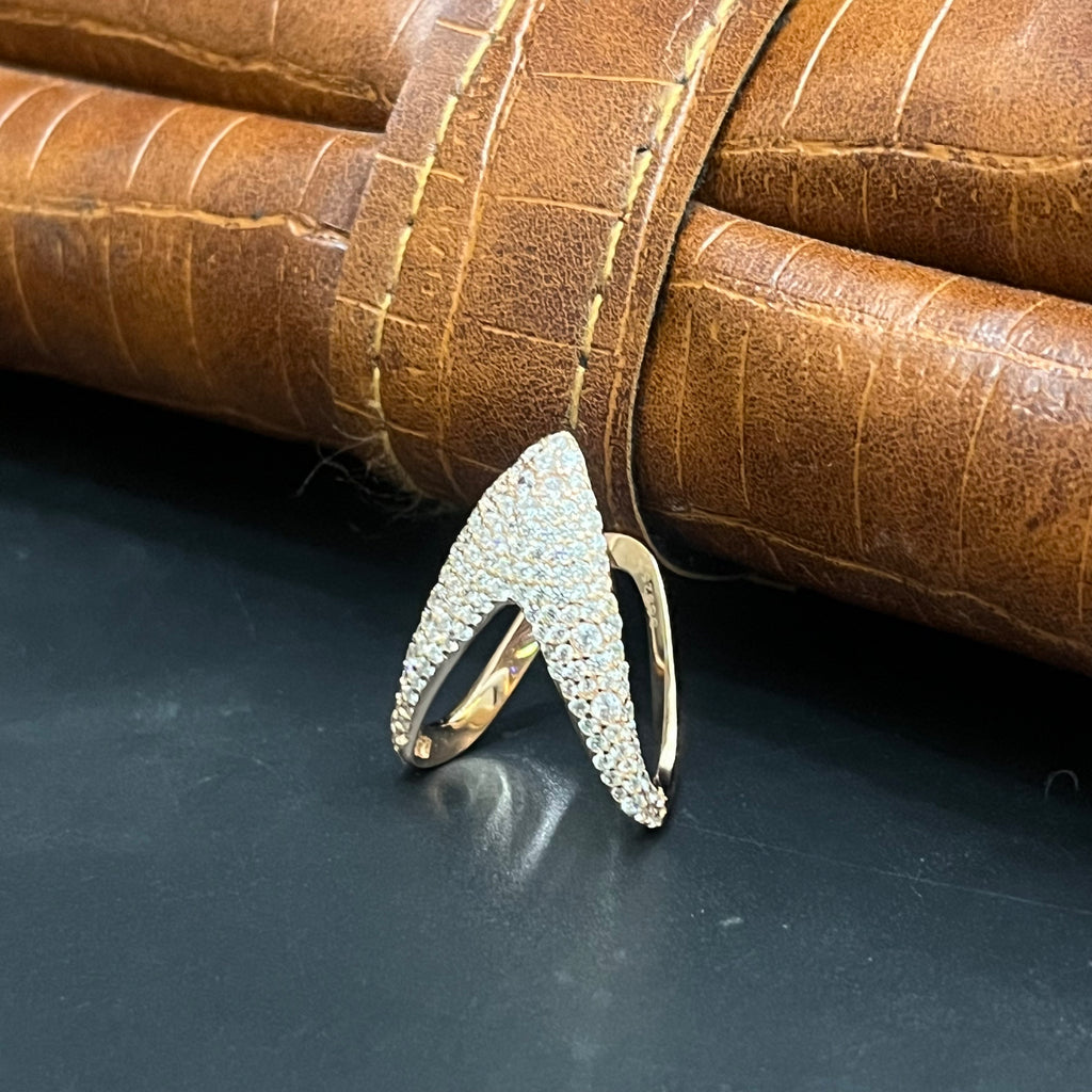 Silver Ladies Ring Vanki Rose Gold DS3 925 (Check Stone )