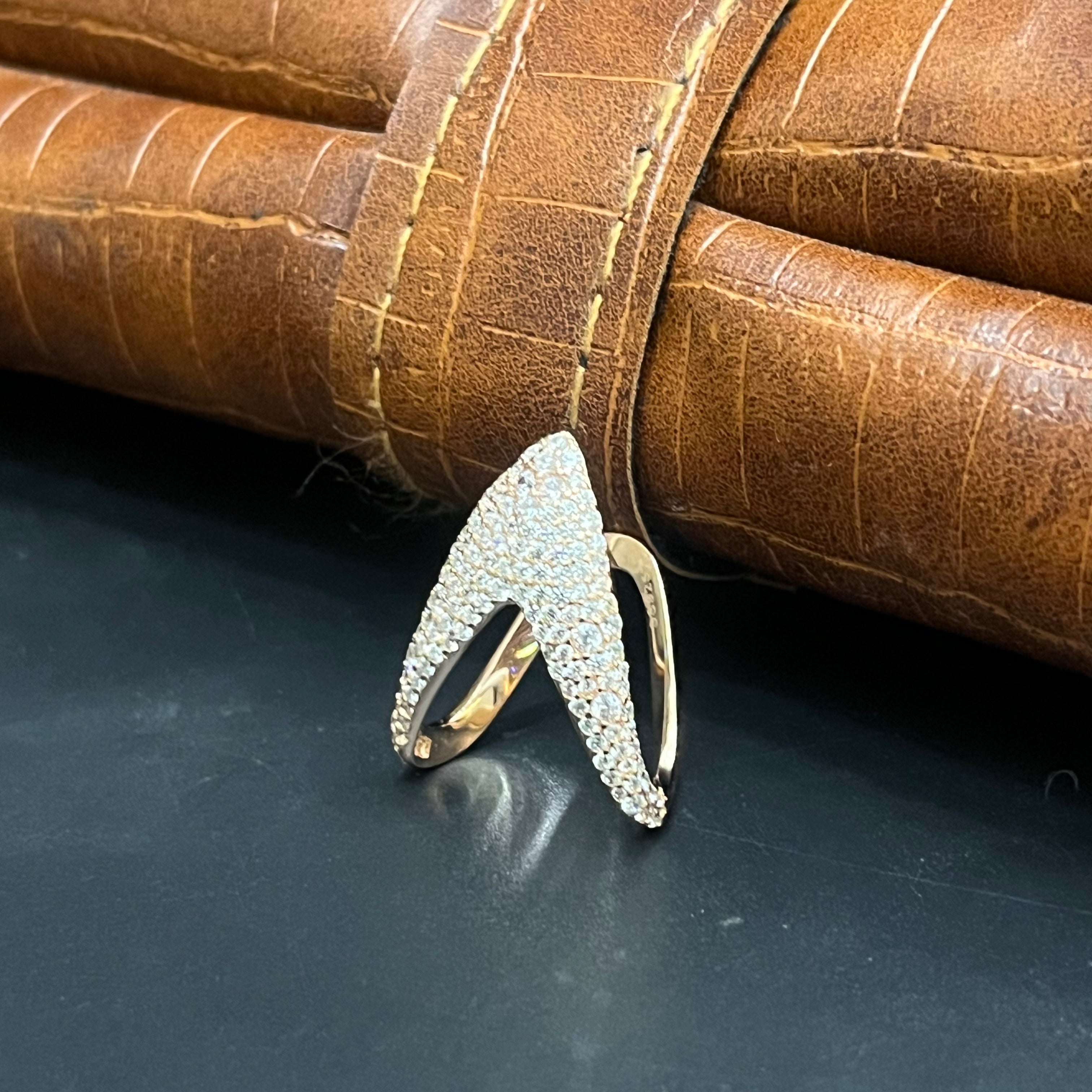 Silver Ladies Ring Vanki Rose Gold DS3 925 (Check Stone )