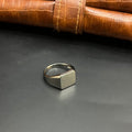 Silver Mens Ring Classic Square Angular Flat 925