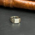 Silver Mens Ring Royal Square Crystal 925