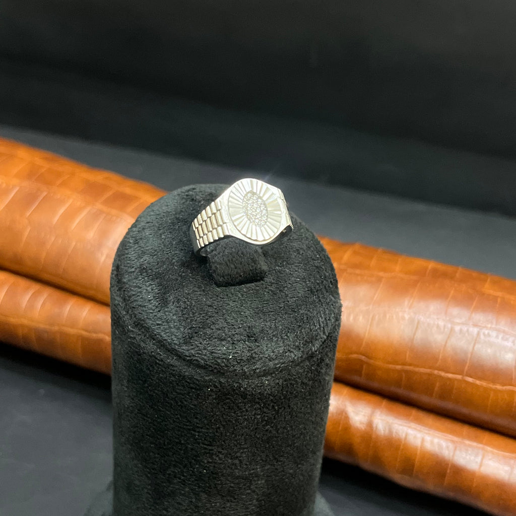 Silver Mens Ring Luxury Textured Full Edition 925