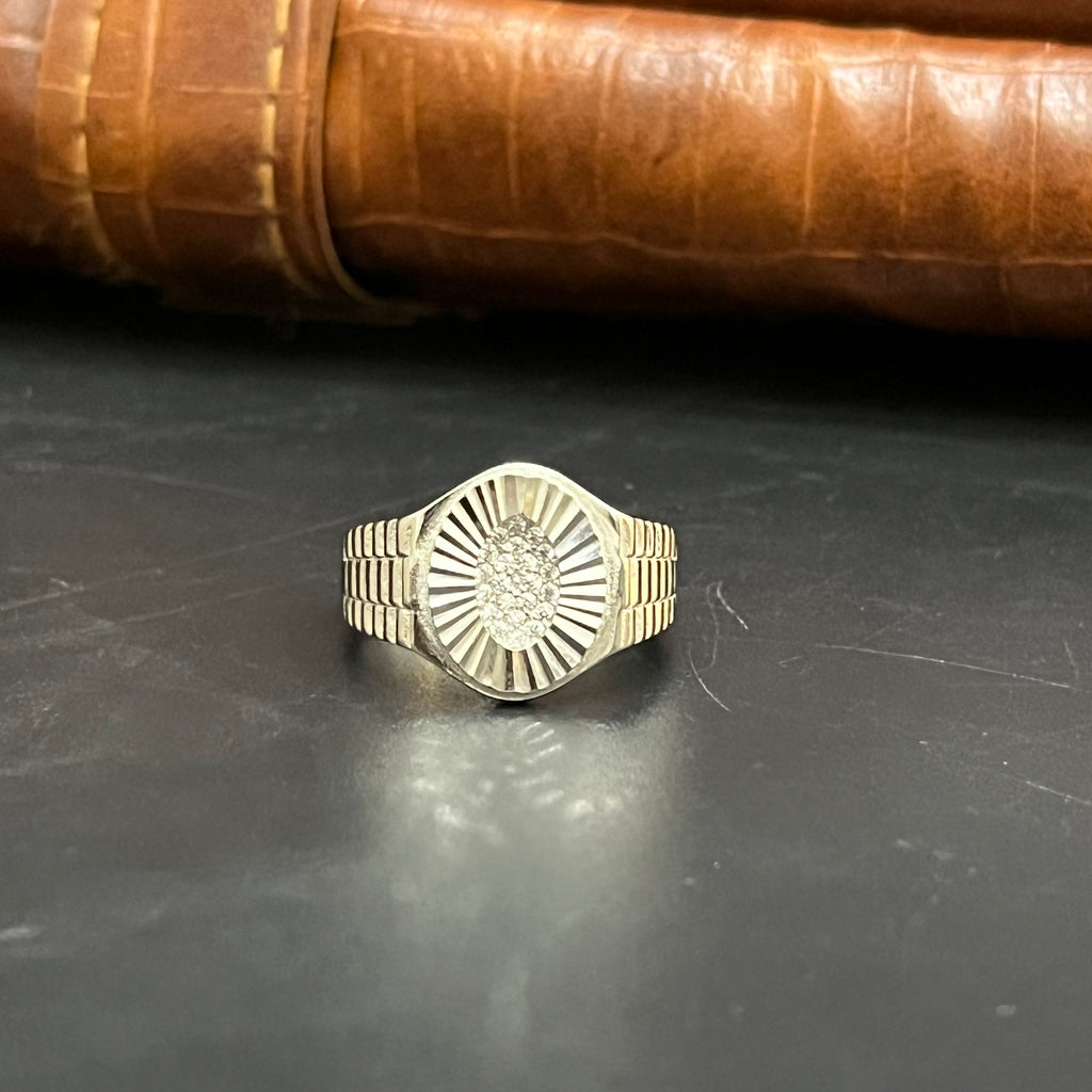 Silver Mens Ring Luxury Textured Full Edition 925