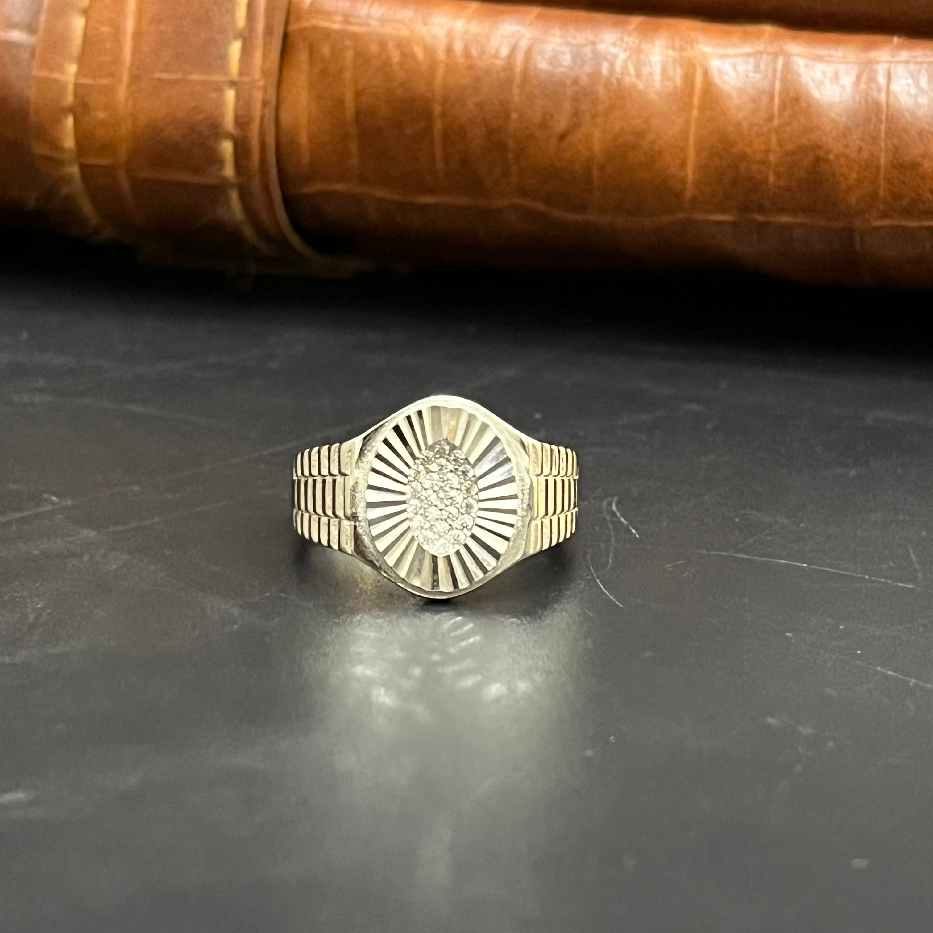 Silver Mens Ring Luxury Textured Full Edition 925